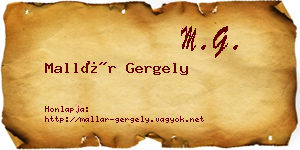 Mallár Gergely névjegykártya